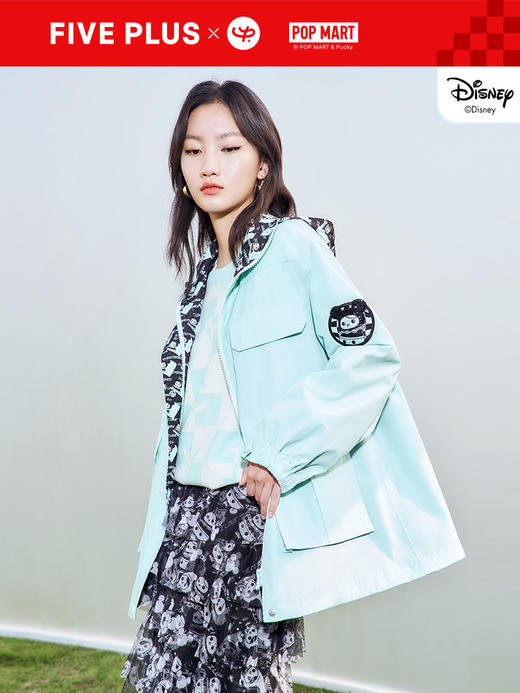 FIVE PLUS2022新款女春装泡泡玛特联名风衣女夹棉内胆外套连帽潮 2WN1040400 商品图2