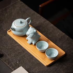 汝山明汝瓷功夫茶具虎禄双全属相茶宠摆件汝窑茶器开片可养送人茶具套装
