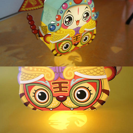 春节国潮兔爷灯手工diy卡通灯笼元宵儿童手提发光灯幼儿园材料包 商品图8