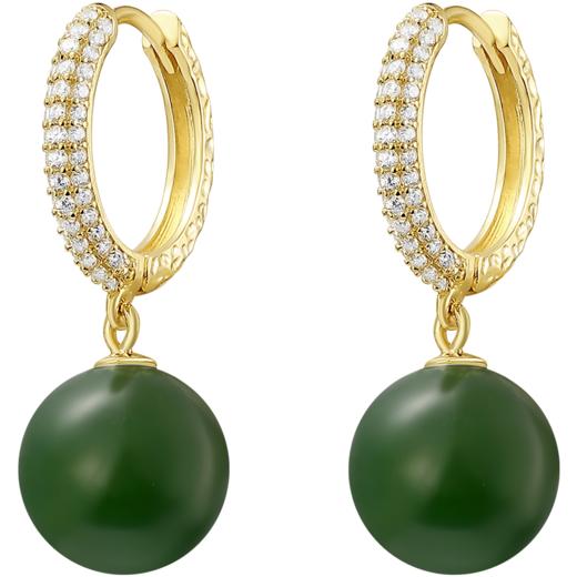 ZEGL复古玉石耳环女小众设计感高级气质耳钉耳扣秋冬过新年耳饰品 商品图6