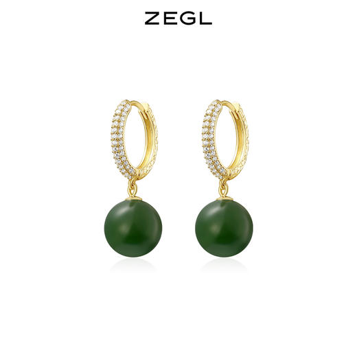 ZEGL复古玉石耳环女小众设计感高级气质耳钉耳扣秋冬过新年耳饰品 商品图1