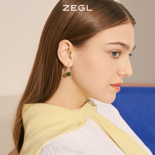ZEGL复古玉石耳环女小众设计感高级气质耳钉耳扣秋冬过新年耳饰品 商品图5