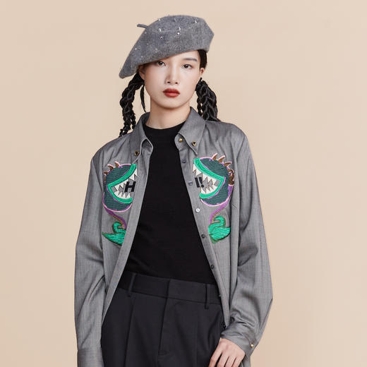 MIIDII谜底2022春新款时尚打底衫圆领刺绣套头针织衫女221MZ0370 商品图2