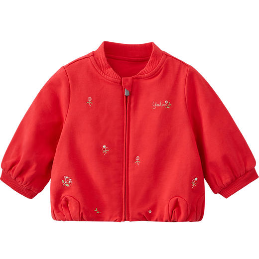 英氏女童外套女宝拉链衫红色休闲短外服22新品棒球衫YRWBJ12123A 商品图9