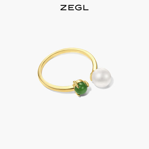 ZEGL玉石戒指女轻奢小众设计精致高级感指环复古装饰食指开口戒指 商品图1