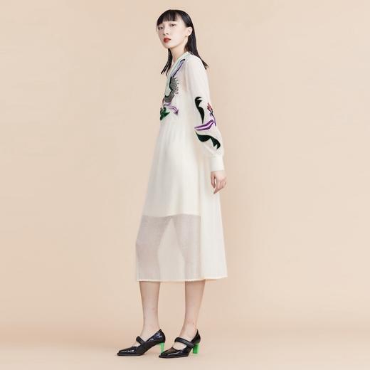 谜底2022春新款高订款晚礼裙复古V领蕾丝连衣裙221GL0095 商品图1