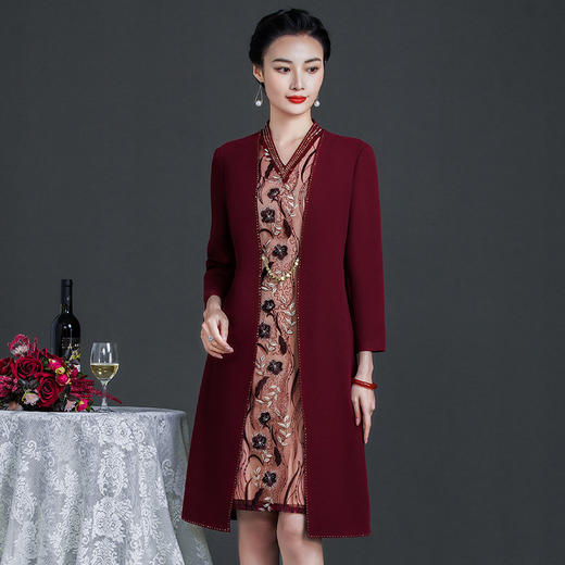 上海旗袍厂ZY-Q5866春装新款假两件连衣裙高贵时尚婚宴礼服 商品图1