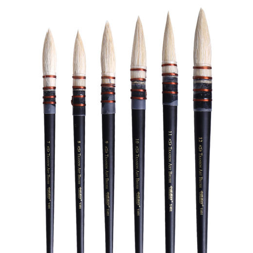 清仓-244号 中盛画材 Y401黑杆手札羊毛圆头画笔 水粉画笔油画笔丙烯笔 商品图4