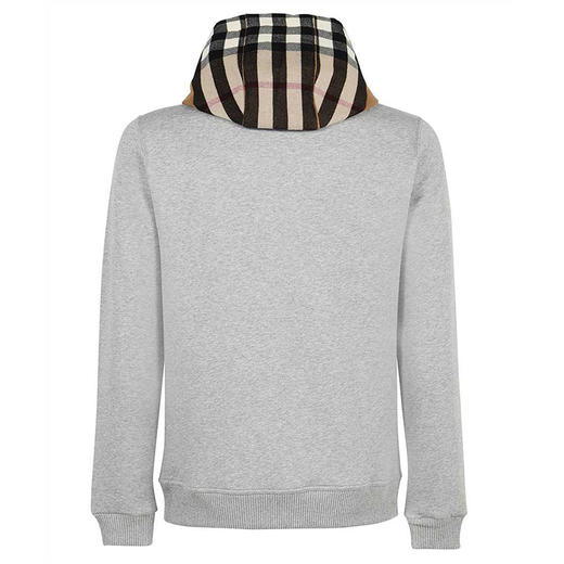 BURBERRY 博柏利 格纹棉质混纺连帽衫 男士卫衣 灰色 8045005 A2142 商品图1
