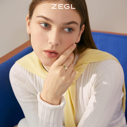 ZEGL玉石戒指女轻奢小众设计精致高级感指环复古装饰食指开口戒指 商品图3