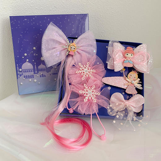 【冰雪奇缘儿童发饰】爱莎公主头饰套装礼盒蝴蝶结发夹小女孩发卡梳子 商品图6