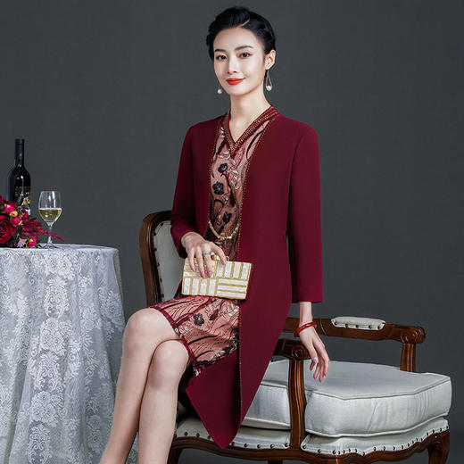 上海旗袍厂ZY-Q5866春装新款假两件连衣裙高贵时尚婚宴礼服 商品图2