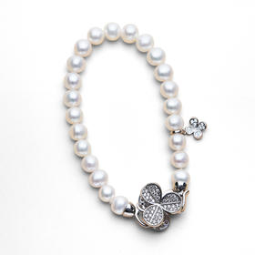 美裕 【幸运草】淡水珍珠花样手链 6.5-7.5mm白 105001