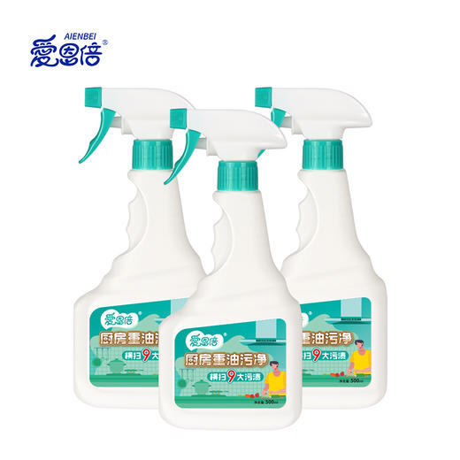 爱恩倍 厨房清洁神器重油污油渍油烟除垢清洁剂500ml*3瓶 商品图0