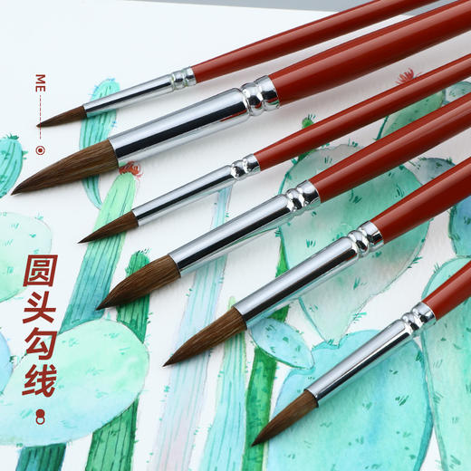 中盛画材 168双号红杆水粉水彩画笔画画笔狼毫圆头水彩笔 水粉笔水粉套装单支装 商品图4