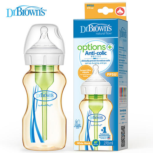 DrBrowns布朗博士爱宝选PLUS 9安士PPSU宽口婴儿奶瓶WB91610-CH 商品图0