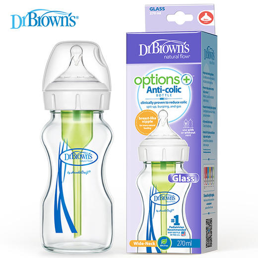 DrBrowns布朗博士爱宝选PLUS 9安士玻璃宽口婴儿奶瓶（经典版）WB91620-CH 商品图0