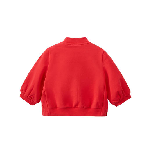 英氏女童外套女宝拉链衫红色休闲短外服22新品棒球衫YRWBJ12123A 商品图1