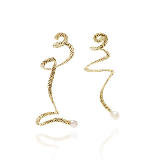 北京仓｜STVDIO-Anais-编织 鱼尾 珍珠 耳环（不对称）［美国设计师］ 商品图1