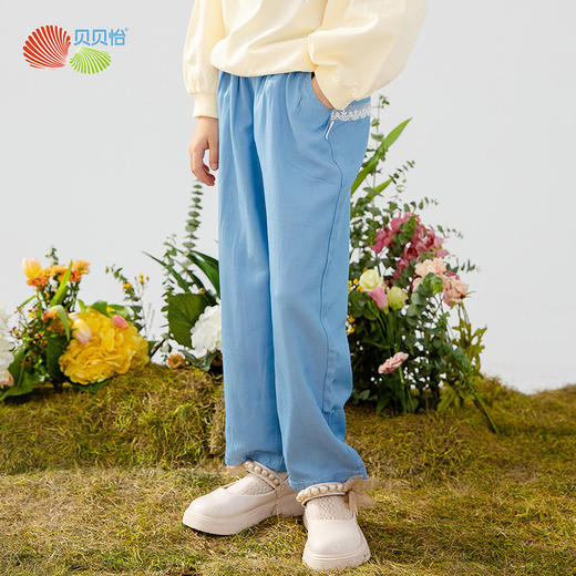 贝贝怡儿童裤子春季新款女童宝宝清凉舒适弹力休闲运动长裤 商品图0