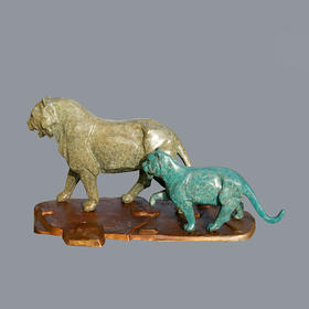 宇达青铜摆件 吴信坤作品《虎虎生机》艺术装饰摆件  长49cm