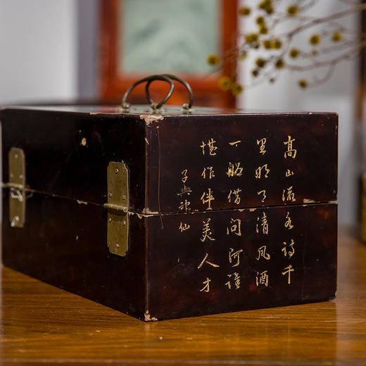 清 大漆诗文文房盒 商品图4