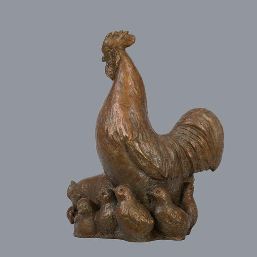 宇达青铜全铜十二生肖 鸡摆件《鸡》著名雕塑家赵瑞英作品 高42cm 商品图0