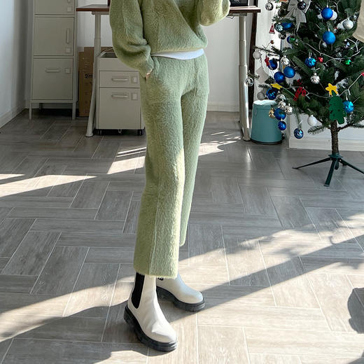 “毛茸茸特辑”仿貂绒针织圆领毛衣&家居裤套装 商品图5