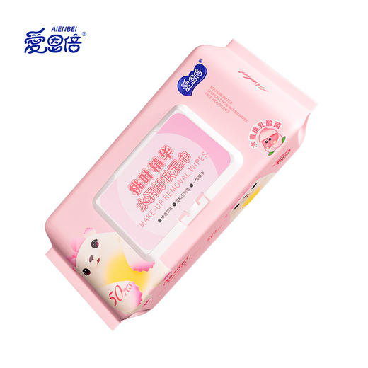 爱恩倍 桃叶精华水润卸妆湿巾脸部深层清洁温和无刺激50片*3包 商品图2