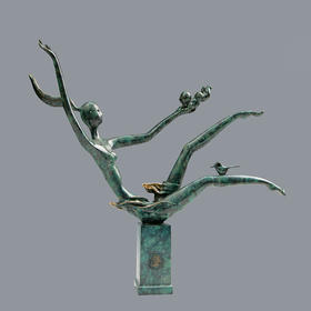 宇达青铜摆件 韩美林作品《母与子》艺术装饰摆件  高40cm