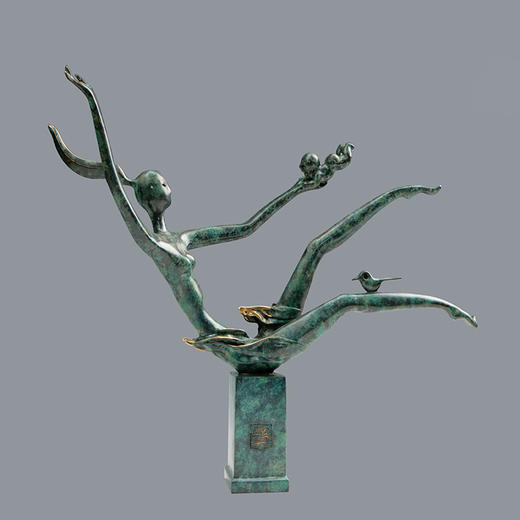 宇达青铜摆件 韩美林作品《母与子》艺术装饰摆件  高40cm 商品图0