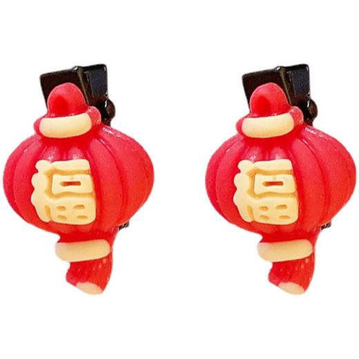 女童过年头饰新款吉祥如意新年金元宝发夹红色恭喜发财边夹发饰 商品图5