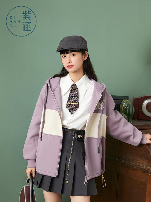 ZIHAN紫涵蝴蝶领长袖衬衫2022春季新款设计感领带复古打底女士纯色内搭Z2Z01AS125 商品图2