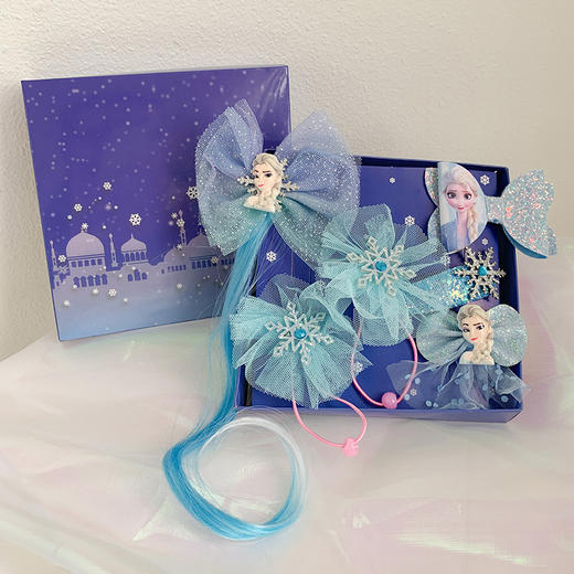 【冰雪奇缘儿童发饰】爱莎公主头饰套装礼盒蝴蝶结发夹小女孩发卡梳子 商品图11