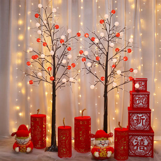 元旦新年美陈布置灯树春节场景布置摆件元旦酒店大厅过年装饰家用 商品图2