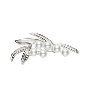 美裕 枝叶 925银淡水珍珠胸花 4-5mm白 104997