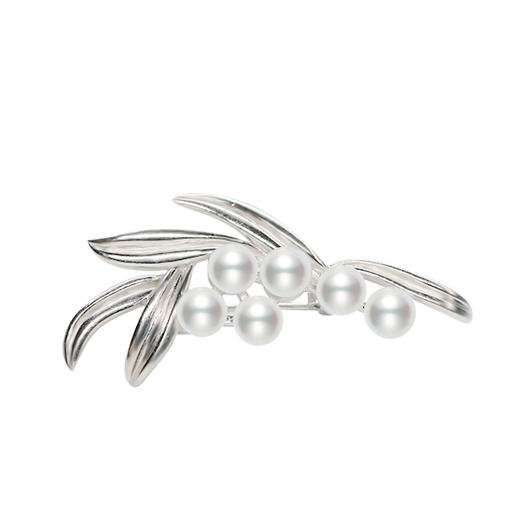 美裕 枝叶 925银淡水珍珠胸花 4-5mm白 104997 商品图0