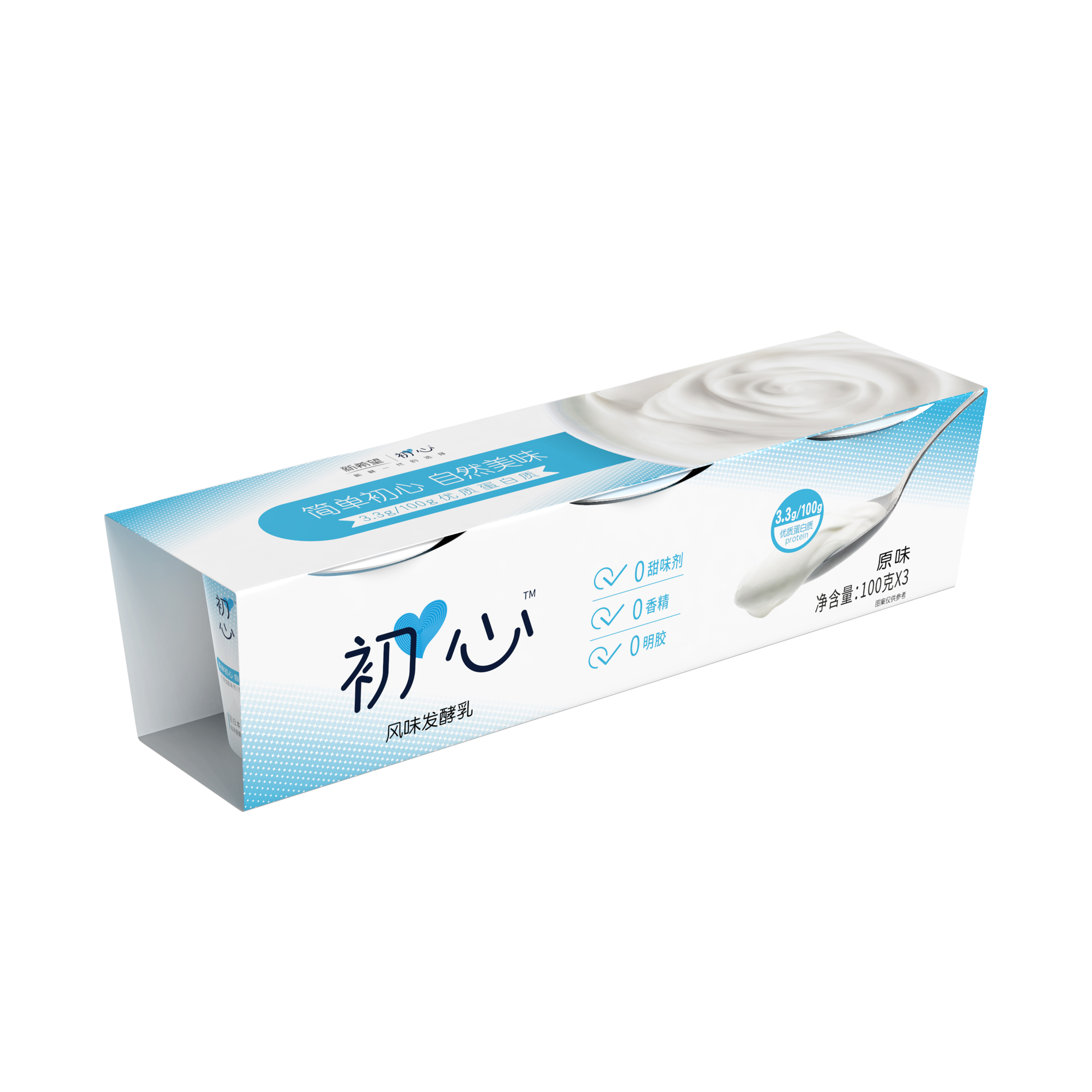 新希望塑杯初心3.3g蛋白原味发酵乳100g*3（苏州大市范围可取货）