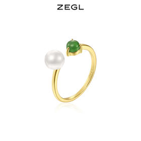 ZEGL玉石戒指女轻奢小众设计精致高级感指环复古装饰食指开口戒指