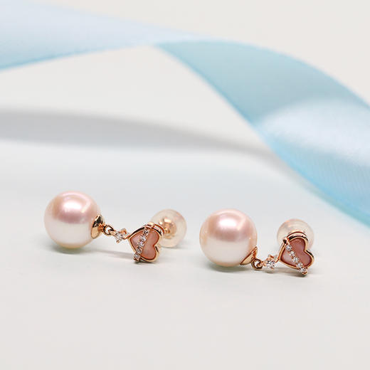 美裕 一见倾心 18k金 海水珍珠耳钉 8-8.5mm白 104724 商品图2