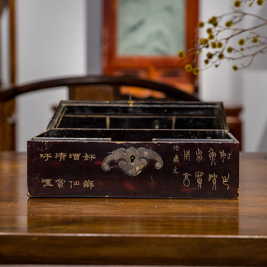 清 大漆诗文文房盒 商品图3