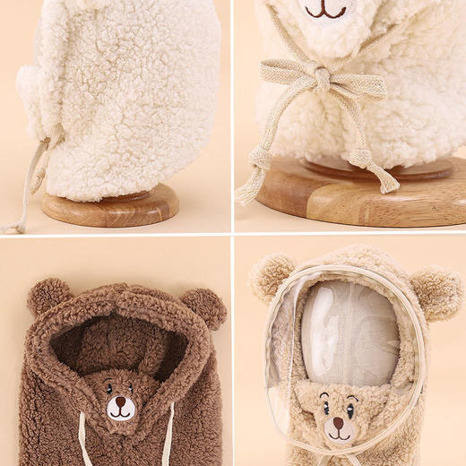 宝宝帽子围脖一体罩秋冬季儿童毛绒护耳套头帽男童女童可爱超萌 商品图3