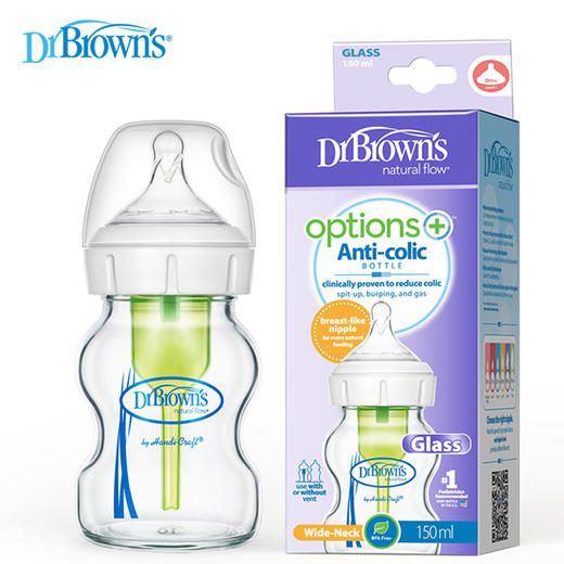 DrBrowns布朗博士爱宝选PLUS 5安士玻璃宽口婴儿奶瓶（经典版）WB51620-CH 商品图0