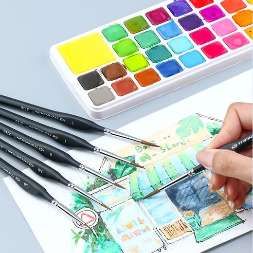 中盛画材 狼毫黑色水彩笔描边/钩边油画勾线笔绘画笔水粉笔2710 商品图4