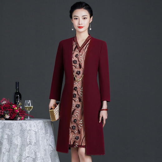 上海旗袍厂ZY-Q5866春装新款假两件连衣裙高贵时尚婚宴礼服 商品图0