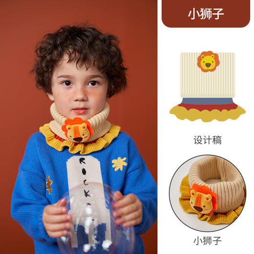 儿童圣诞卡通针织围脖宝宝春秋冬季保暖毛线针织围巾儿童套头围脖 商品图6