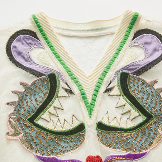 谜底2022春新款高订款晚礼裙复古V领蕾丝连衣裙221GL0095 商品图3