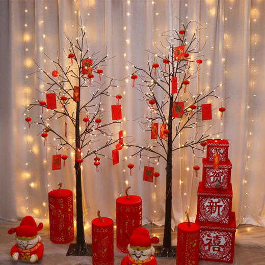 元旦新年美陈布置灯树春节场景布置摆件元旦酒店大厅过年装饰家用 商品图1