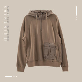 951663153材质拼接抽象印花套头卫衣