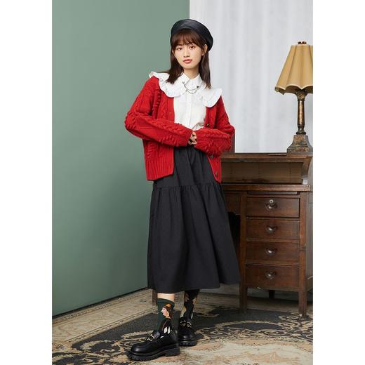 ZIHAN紫涵简约纯色针织开衫2022春季新款基础百搭花朵毛衣粗织提花外套Z2Z01AS199 商品图3